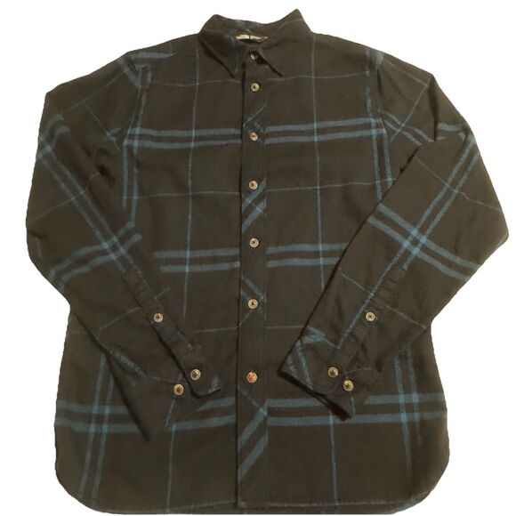 The North Face Flannel Shirt Men Small Blue Black Plaid Thick Cotton Long Sleeve - Picture 1 of 9